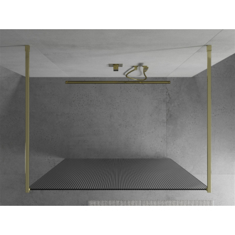 Mexen Kyoto voľne stojaca sprchová stena 130 x 200 cm, pruhy 8 mm, zlatá - 800-130-002-50-09