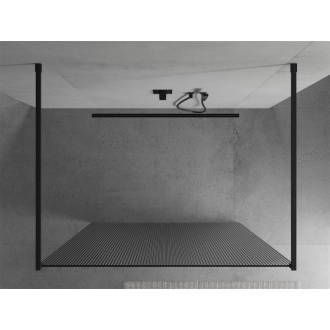 Mexen Kyoto voľne stojaca sprchová stena 100 x 200 cm, pruhy 8 mm, čierna - 800-100-002-70-09