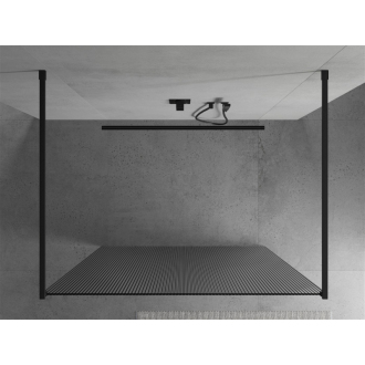 Mexen Kyoto voľne stojaca sprchová stena 140 x 200 cm, pruhy 8 mm, čierna 800-140-002-70-09