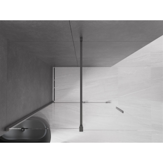 Mexen Velar Walk-in sprchová stena 140x200, transp. 8, šedá kefa. 871-140-000-03-66