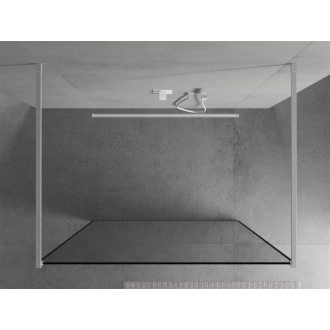 Mexen Kioto voľne stojaca sprchová stena 150x200 cm, čierny vzor 8, biela 800-150-002-20-70