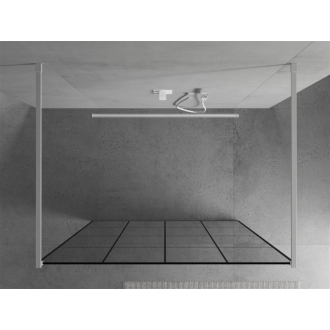 Mexen Kioto voľne stojaca sprchová stena 150x200 cm, čierny vzor 8, biela 800-150-002-20-77