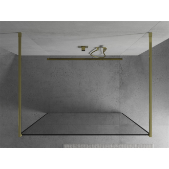 Mexen Kioto voľne stojaca sprchová stena 150x200 cm, čierny vzor 8, zlatá 800-150-002-50-70