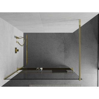 Mexen KIOTO+ zástena Walk-in s policou 95x200 cm, transparent, zlatá 800-095-121-50-00