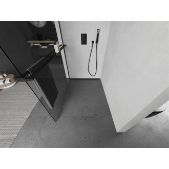 Mexen KIOTO+ zástena Walk-in s policou 75x200 cm, transparent, čierna 800-075-121-70-00