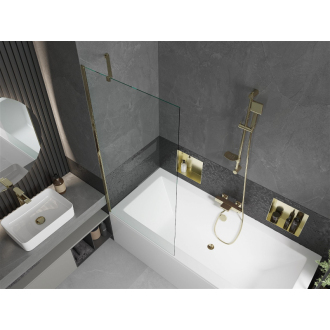 Mexen Cube obdĺžniková vaňa 170 x 80 cm s plášťom a 1 krídlovou zástenou 80 cm, priehľadná, zlatá - 550517080X9508000050