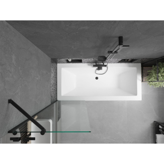 Mexen Cube obdĺžniková vaňa 170 x 80 cm s plášťom a 1 krídlovou zástenou 60 cm, priehľadná, čierna - 550517080X9506000070
