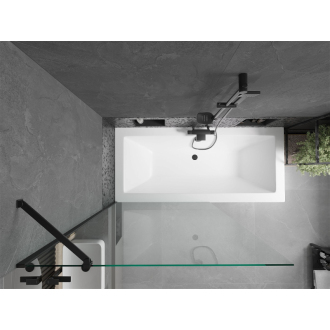 Mexen Cube obdĺžniková vaňa 170 x 80 cm s plášťom a 1 krídlovou zástenou 100 cm, priehľadná, čierna - 550517080X9510000070