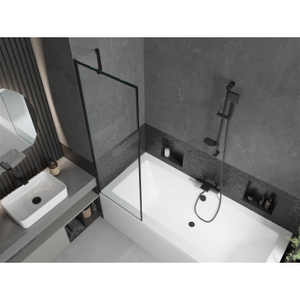 Mexen Cube obdĺžniková vaňa 170 x 80 cm s plášťom a 1 krídlovou zástenou 60 cm, čierny vzor - 550517080X9506007070