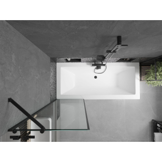 Mexen Cube obdĺžniková vaňa 170 x 80 cm s plášťom a 1 krídlovou zástenou 60 cm, čierny vzor - 550517080X9506007070