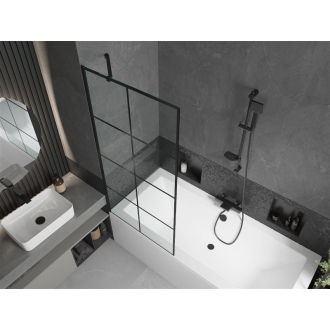 Mexen Cube obdĺžniková vaňa 170 x 80 cm s plášťom a 1 krídlovou zástenou 80 cm, čierny vzor - 550517080X9508007077