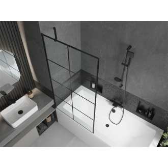 Mexen Cube obdĺžniková vaňa 170 x 80 cm s plášťom a 1 krídlovou zástenou 90 cm, čierny vzor - 550517080X9509007077