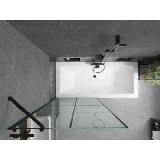 Mexen Cube obdĺžniková vaňa 170 x 80 cm s plášťom a 1 krídlovou zástenou 90 cm, čierny vzor - 550517080X9509007077