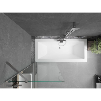 Mexen Cube obdĺžniková vaňa 180 x 80 cm s plášťom a jednokrídlovou zástenou 70 cm, transparentná, chróm - 550518080X9507000001