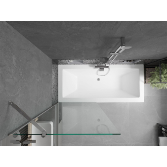 Mexen Cube obdĺžniková vaňa 180 x 80 cm s plášťom a 1 krídlovou zástenou 80 cm, transparentná, chróm - 550518080X9508000001