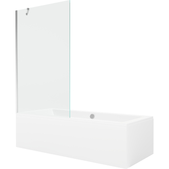 Mexen Cube obdĺžniková vaňa 180 x 80 cm s plášťom a 1-krídlovou zástenou 100 cm, transparentná, chróm - 550518080X9510000001