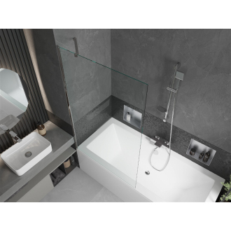 Mexen Cube obdĺžniková vaňa 180 x 80 cm s plášťom a 1-krídlovou zástenou 100 cm, transparentná, chróm - 550518080X9510000001