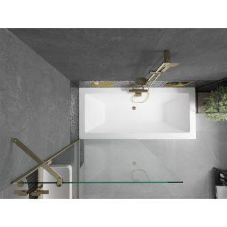 Mexen Cube vaňa 180x80cm panel + zástena 90 cm, priehľadná, zlatá 550518080X9509000050