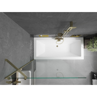Mexen Cube obdĺžniková vaňa 180 x 80 cm s plášťom a 1-krídlovou zástenou 100 cm, priehľadná, zlatá - 550518080X9510000050