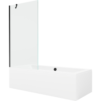 Mexen Cube vaňa 180x80cm panel + zástena 90 cm, priehľadná, čierna 550518080X9509000070