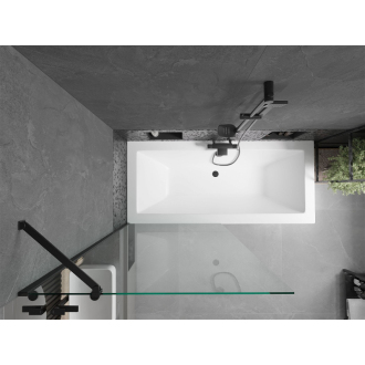 Mexen Cube vaňa 180x80cm panel + zástena 90 cm, priehľadná, čierna 550518080X9509000070