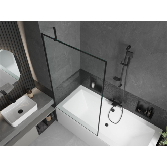Mexen Cube obdĺžniková vaňa 180 x 80 cm s plášťom a 1 krídlovou zástenou 100 cm, čierny vzor - 550518080X9510007070