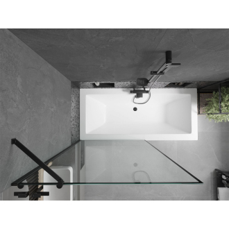 Mexen Cube obdĺžniková vaňa 180 x 80 cm s plášťom a 1 krídlovou zástenou 100 cm, čierny vzor - 550518080X9510007070