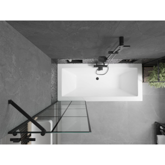 Mexen Cube obdĺžniková vaňa 180 x 80 cm s plášťom a 1 krídlovou zástenou 60 cm, čierny vzor - 550518080X9506007077