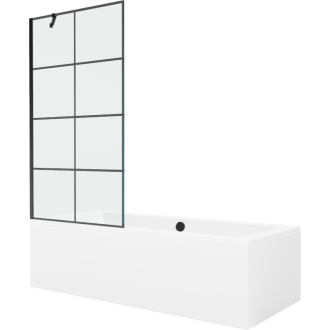 Mexen Cube obdĺžniková vaňa 180 x 80 cm s plášťom a 1 krídlovou zástenou 90 cm, čierny vzor - 550518080X9509007077