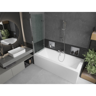 Mexen Cube obdĺžniková vaňa 170 x 80 cm s plášťom a 2-krídlovou zástenou 120 cm, transparentná, chróm - 550517080X9212020100