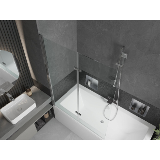 Mexen Cube obdĺžniková vaňa 170 x 80 cm s plášťom a 2-krídlovou zástenou 120 cm, transparentná, chróm - 550517080X9212020100