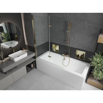 Mexen Cube obdĺžniková vaňa 170 x 80 cm s plášťom a 2 krídlovou zástenou 120 cm, priehľadná, zlatá - 550517080X9212025000