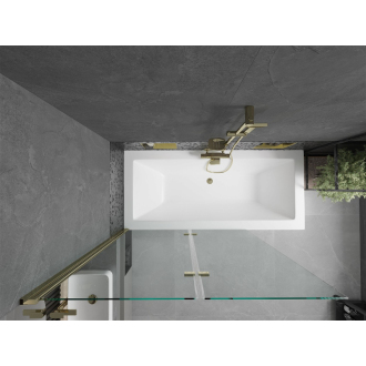 Mexen Cube obdĺžniková vaňa 170 x 80 cm s plášťom a 2 krídlovou zástenou 120 cm, priehľadná, zlatá - 550517080X9212025000