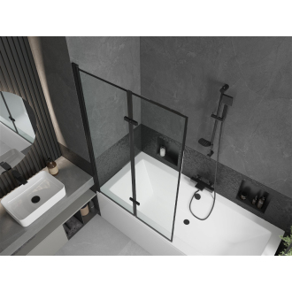 Mexen Cube obdĺžniková vaňa 170 x 80 cm s plášťom a 2 krídlovou zástenou 100 cm, čierny vzor - 550517080X9210027070