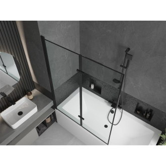 Mexen Cube obdĺžniková vaňa 170 x 80 cm s plášťom a 2 krídlovou zástenou 120 cm, čierny vzor - 550517080X9212027070