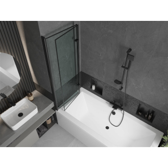 Mexen Cube obdĺžniková vaňa 170 x 80 cm s plášťom a 2 krídlovou zástenou 120 cm, čierny vzor - 550517080X9212027070