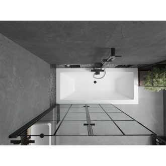 Mexen Cube obdĺžniková vaňa 170 x 80 cm s plášťom a 2 krídlovou zástenou 120 cm, čierny vzor - 550517080X9212027077
