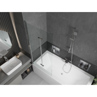 Mexen Cube obdĺžniková vaňa 180 x 80 cm s plášťom a 2-krídlovou zástenou 80 cm, transparentná, chróm - 550518080X9208020100