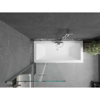 Mexen Cube obdĺžniková vaňa 180 x 80 cm s plášťom a 2-krídlovou zástenou 80 cm, transparentná, chróm - 550518080X9208020100