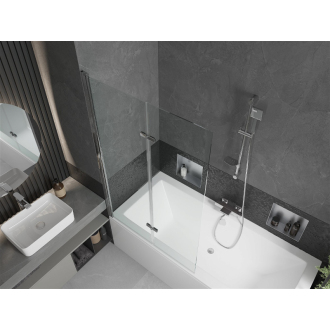 Mexen Cube obdĺžniková vaňa 180 x 80 cm s plášťom a 2-krídlovou zástenou 100 cm, transparentná, chróm - 550518080X9210020100