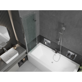 Mexen Cube obdĺžniková vaňa 180 x 80 cm s plášťom a 2-krídlovou zástenou 100 cm, transparentná, chróm - 550518080X9210020100