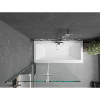 Mexen Cube obdĺžniková vaňa 180 x 80 cm s plášťom a 2-krídlovou zástenou 100 cm, transparentná, chróm - 550518080X9210020100
