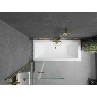 Mexen Cube obdĺžniková vaňa 180 x 80 cm s plášťom a 2 krídlovou zástenou 80 cm, priehľadná, zlatá - 550518080X9208025000
