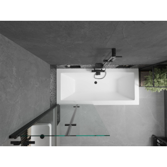 Mexen Cube obdĺžniková vaňa 180 x 80 cm s plášťom a 2 krídlovou zástenou 80 cm, priehľadná, čierna - 550518080X9208027000