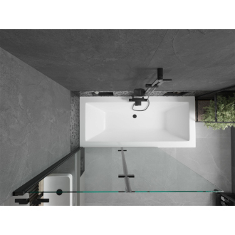 Mexen Cube obdĺžniková vaňa 180 x 80 cm s plášťom a 2 krídlovou zástenou 120 cm, priehľadná, čierna - 550518080X9212027000