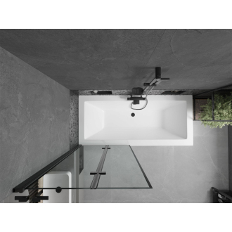 Mexen Cube obdĺžniková vaňa 180 x 80 cm s plášťom a 2 krídlovou zástenou 80 cm, čierny vzor - 550518080X92080027070