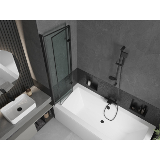 Mexen Cube obdĺžniková vaňa 180 x 80 cm s plášťom a 2 krídlovou zástenou 100 cm, čierny vzor - 550518080X92100027070