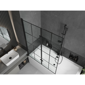 `Mexen Cube obdĺžniková vaňa 180 x 80 cm s plášťom a 2 krídlovou zástenou 120 cm, čierny vzor - 550518080X92120027077