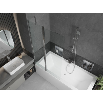 Mexen Cube obdĺžniková vaňa 170 x 80 cm s plášťom a 1-krídlovou zástenou 100 cm, transparentná, chróm - 550517080X9410110100