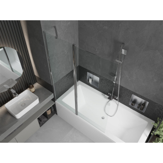Mexen Cube obdĺžniková vaňa 170 x 80 cm s plášťom a 1-krídlovou zástenou 120 cm, transparentná, chróm - 550517080X9412110100